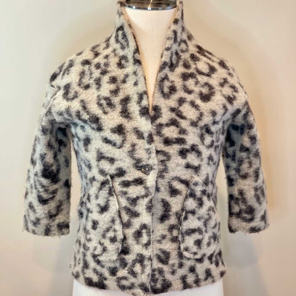 Never-Worn 4/5 Wool/Polyester Leopard Coat